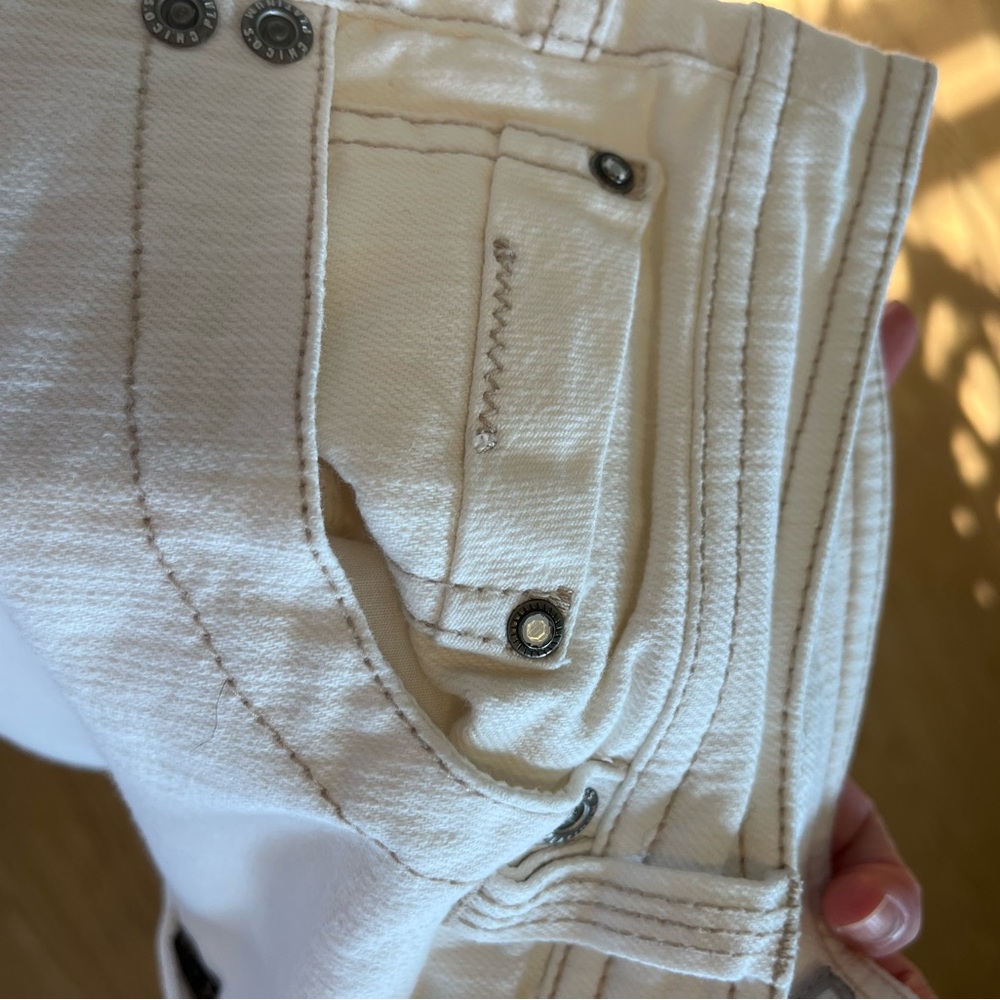 Chico's Platinum Ivory Embroidered Straight Leg Jeans - Picture 4 of 6